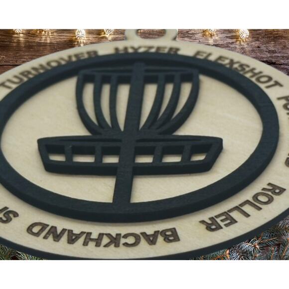 DISC GOLF Basket Hyzer Backhand Christmas 2 Layer Ornament Discgolfer Gift - Picture 2 of 4